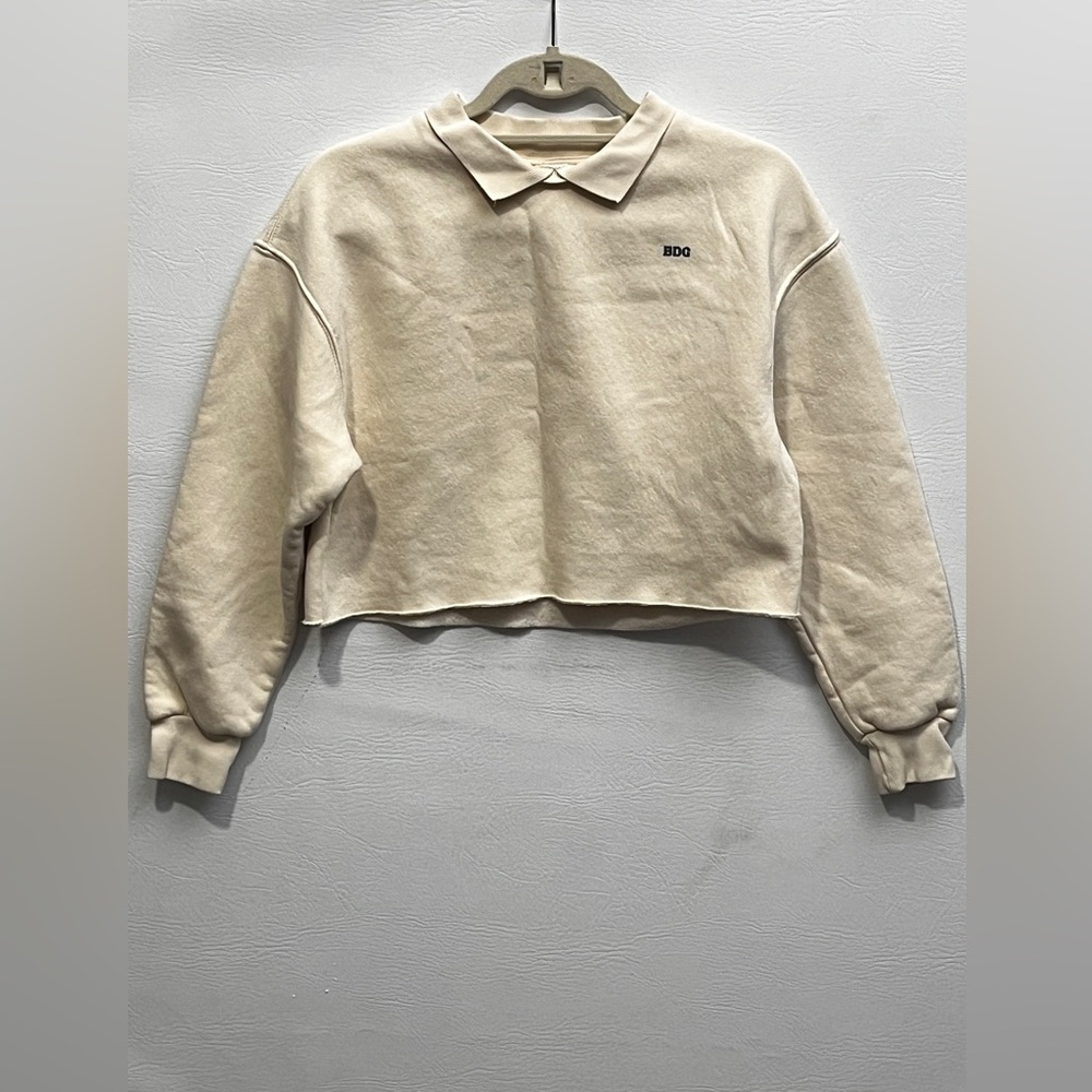 Urban Outfitters BDG Cream Cropped Polo Sweatshirt XS - Picture 4 of 13